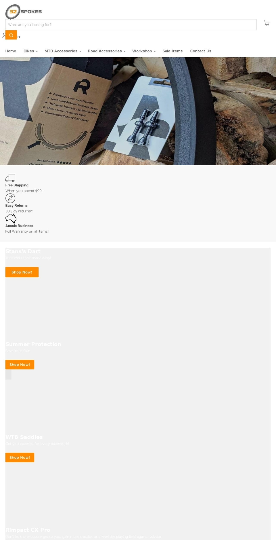 32spokes.com.au shopify website screenshot