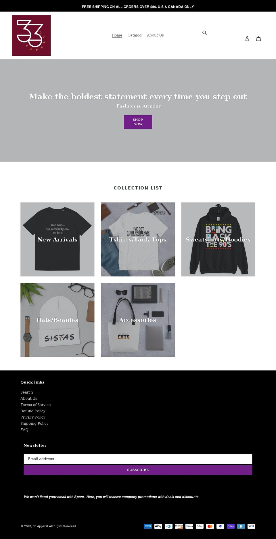 33-apparel.com shopify website screenshot