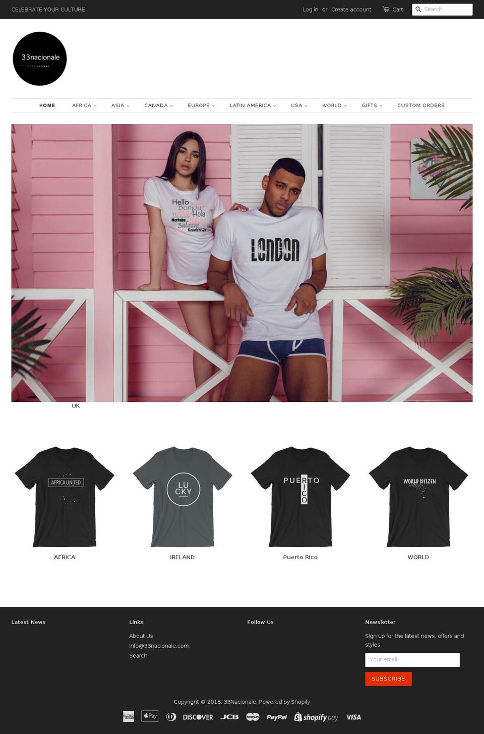 33nacionale.com shopify website screenshot