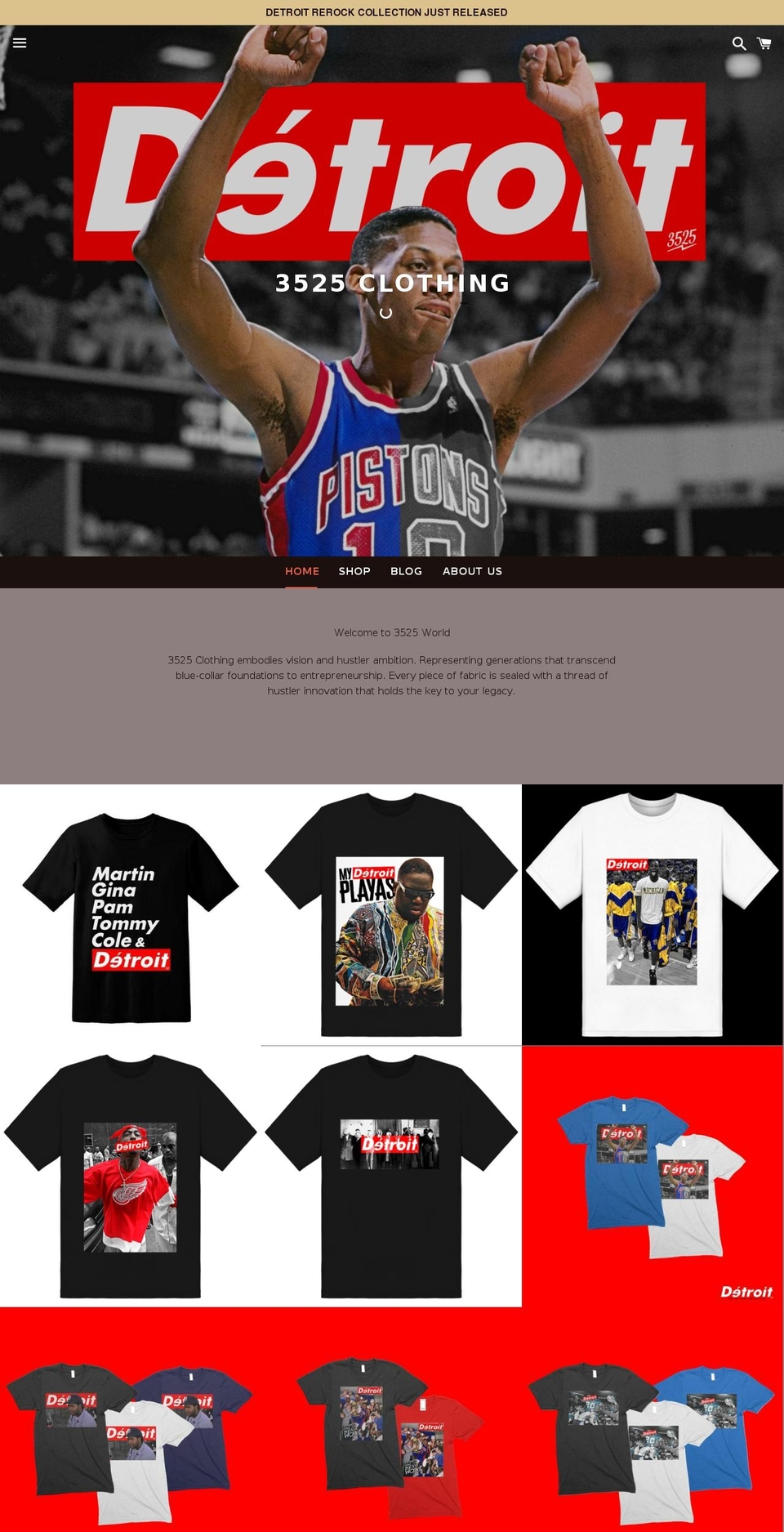 3525clothing.com — Shopify storefront screenshot