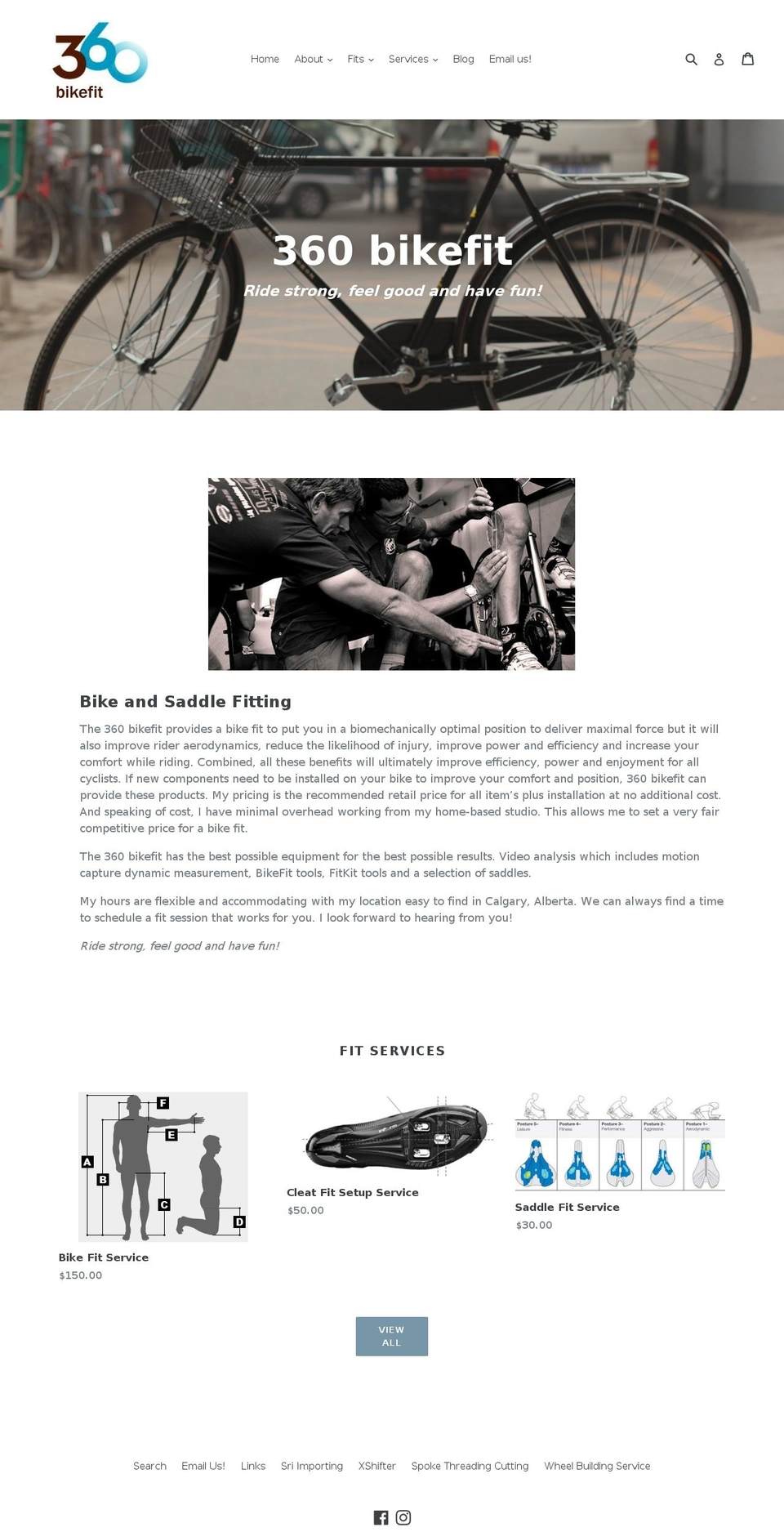 360bikefit.ca shopify website screenshot