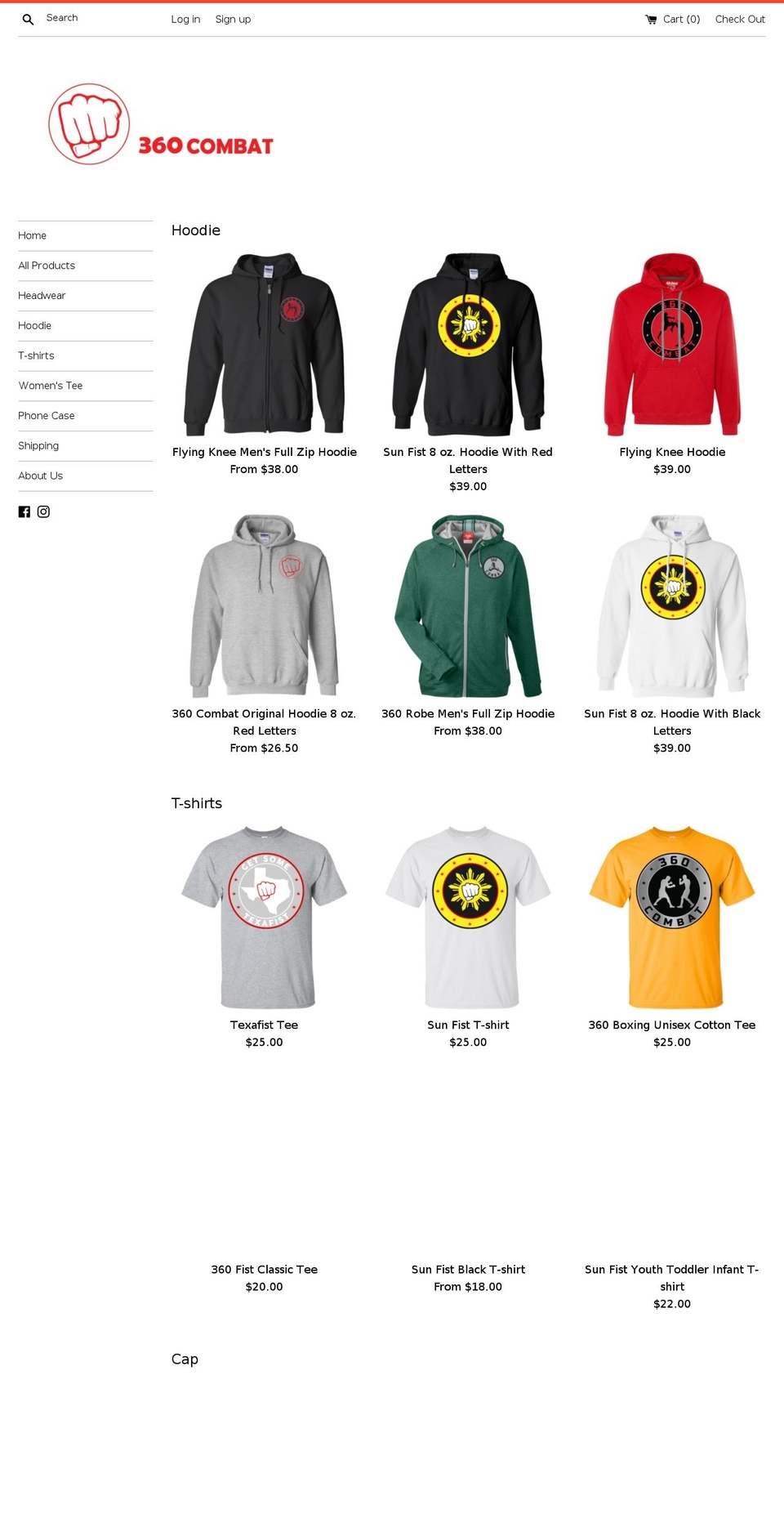 360combat.net shopify website screenshot