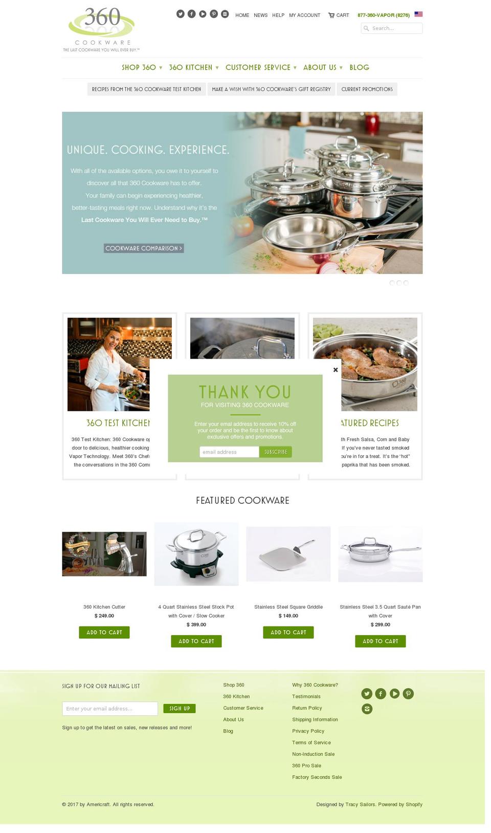 360cookware.com shopify website screenshot