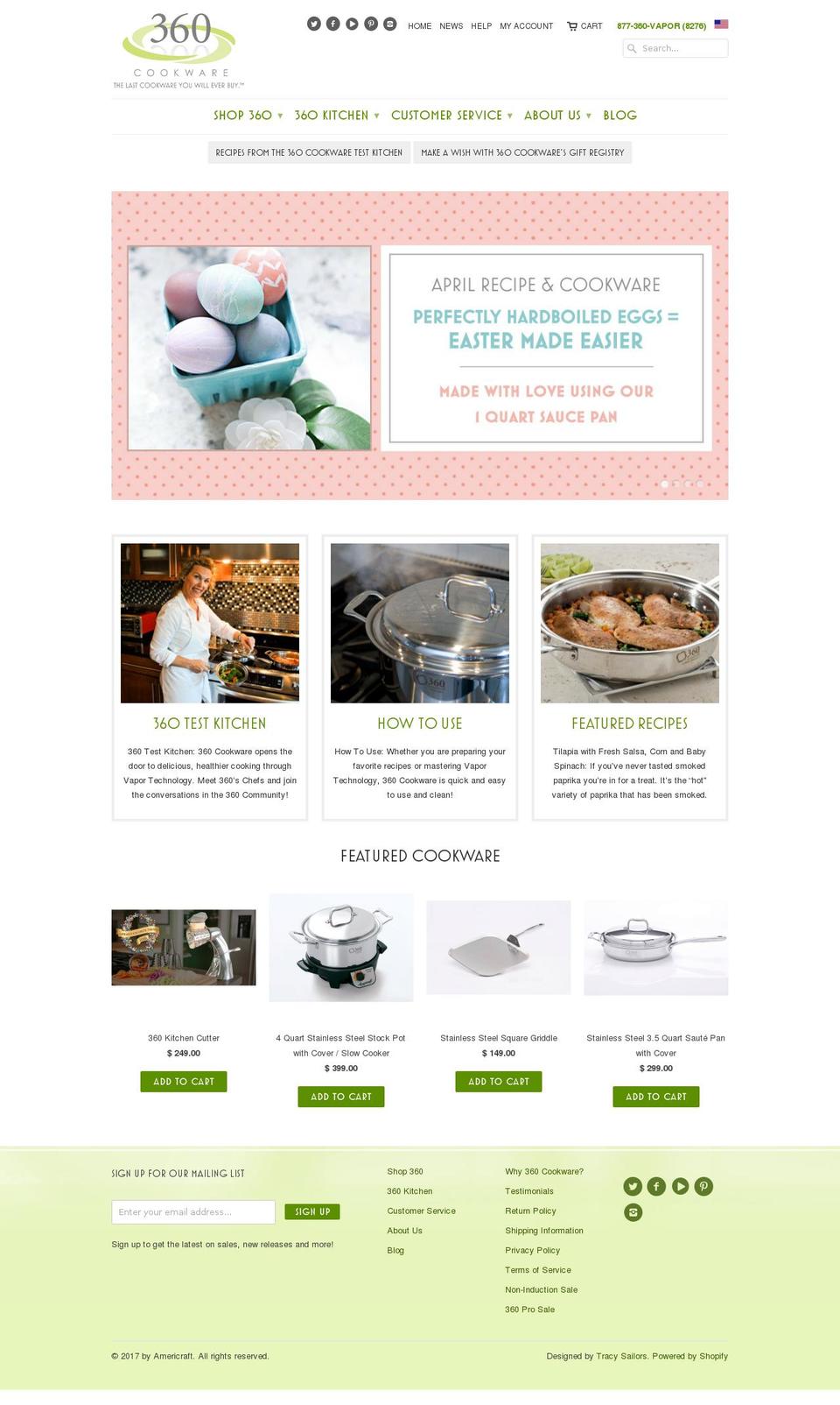 360cookware.org shopify website screenshot