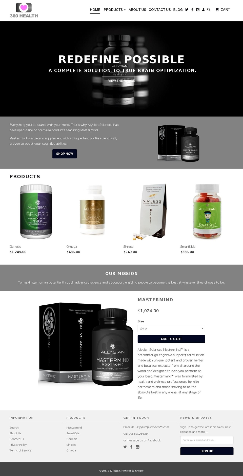 360healthproducts.com shopify website screenshot