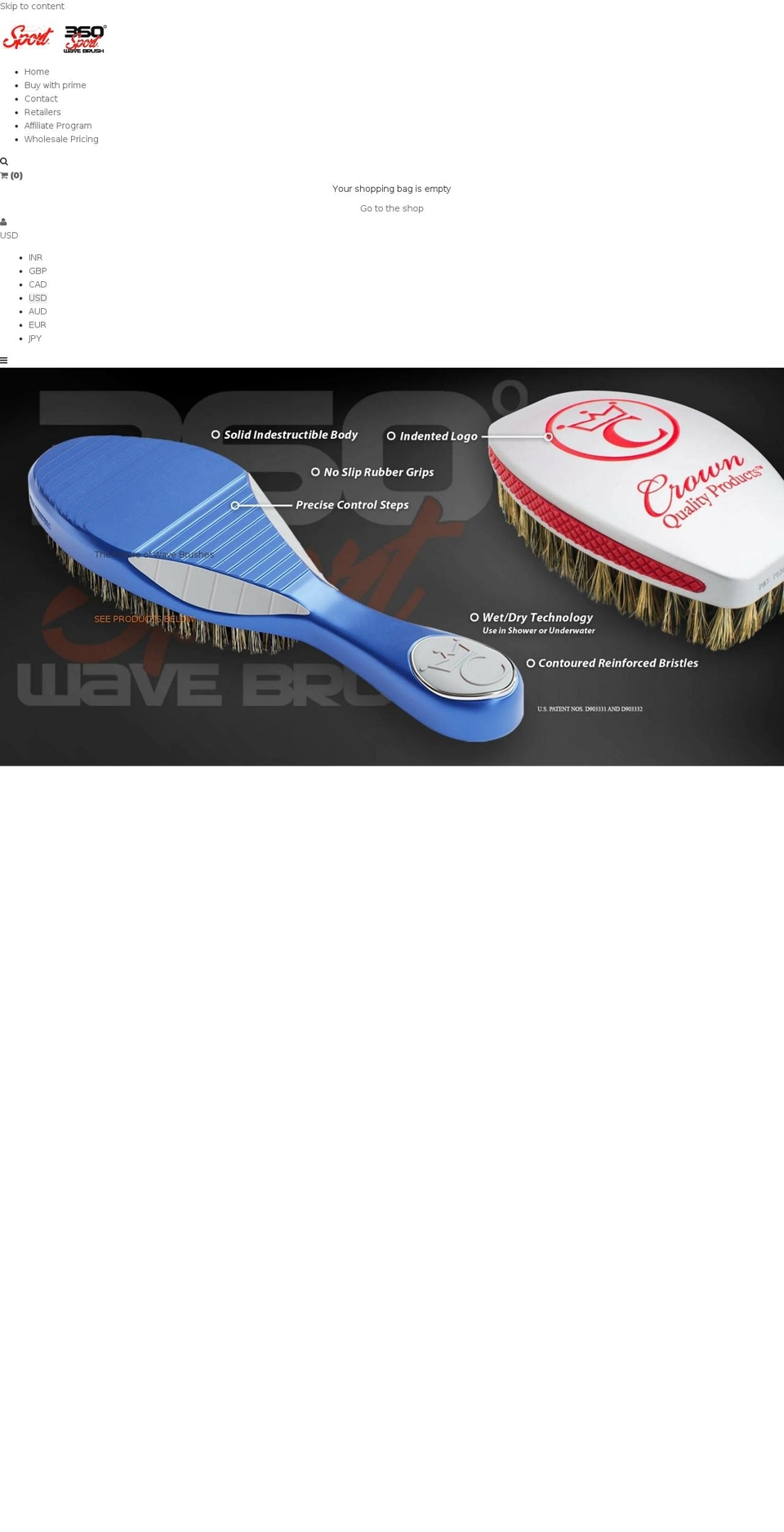 360sportwavebrush.com shopify website screenshot