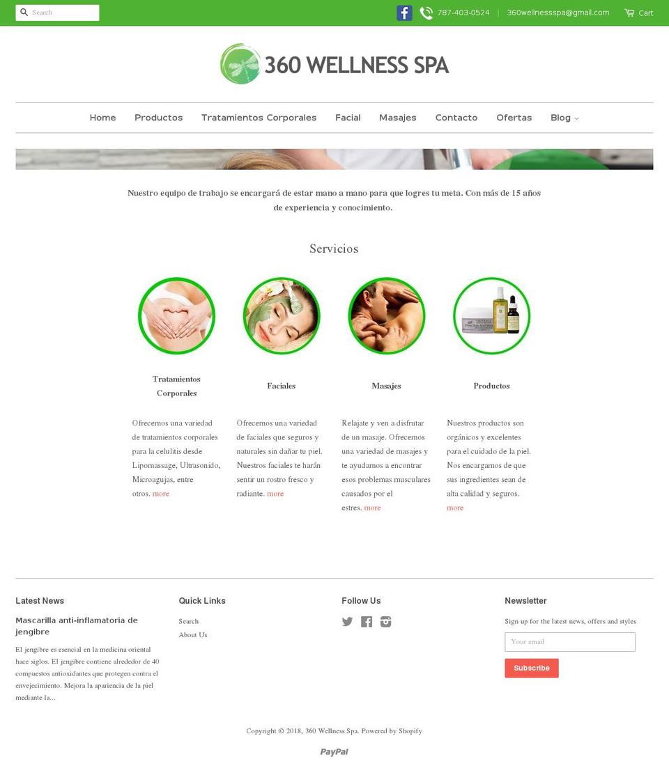 360wellnessspa.com — Shopify storefront screenshot