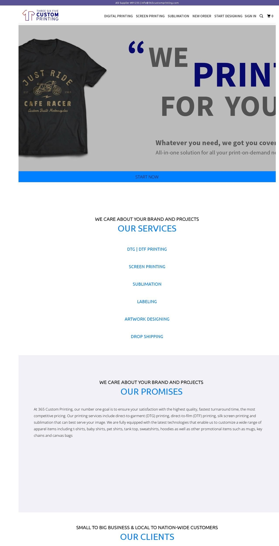 365customprinting.com — Shopify storefront screenshot