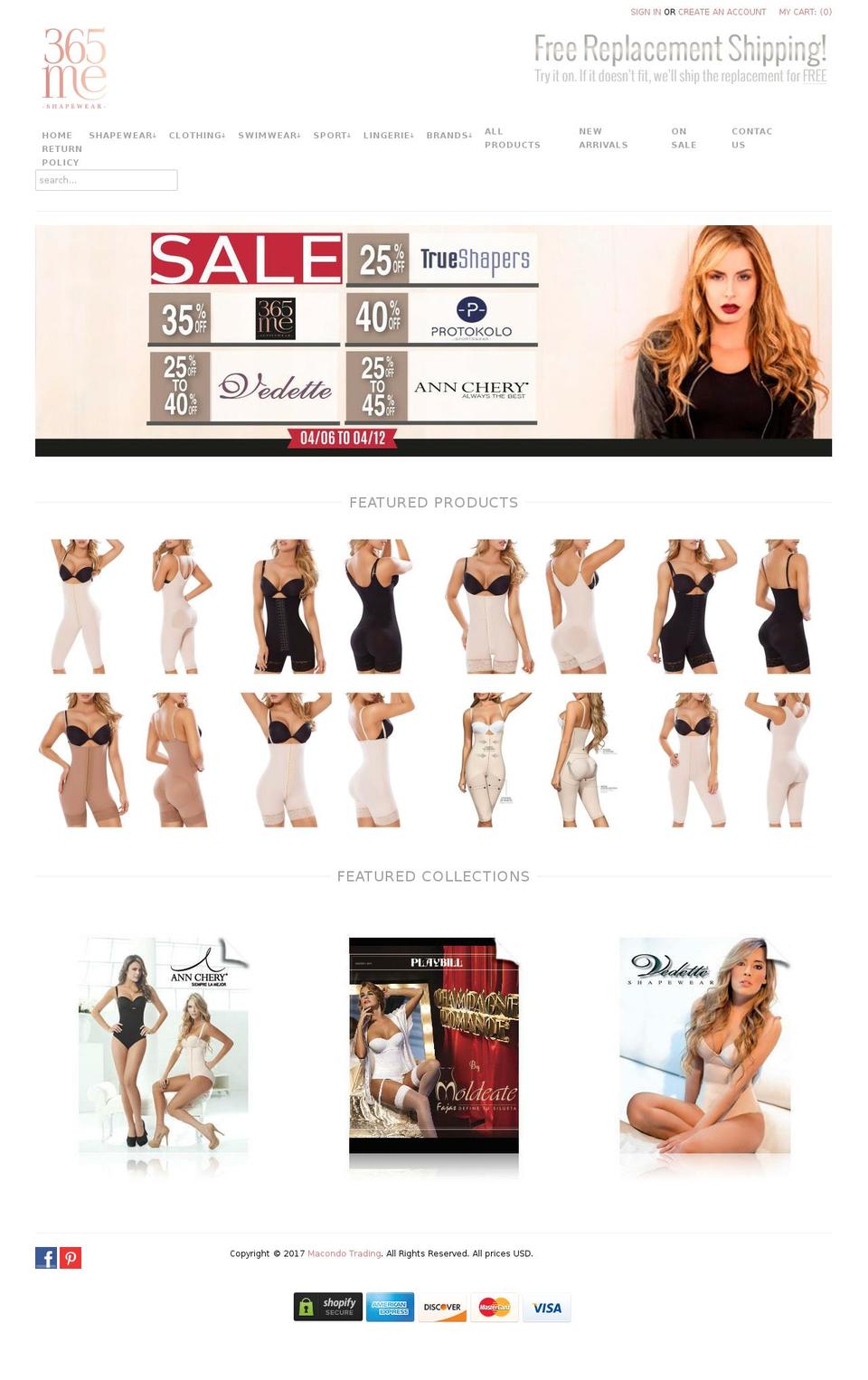 365shapewear.com shopify website screenshot