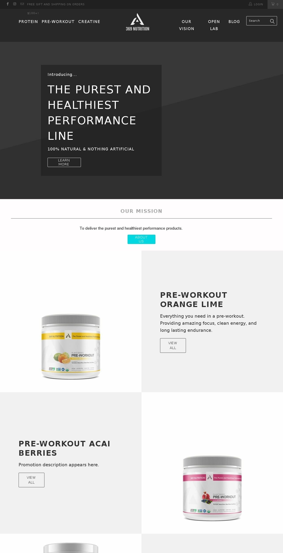 369nutrition.com — Shopify storefront screenshot