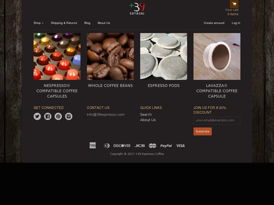 39espresso.com shopify website screenshot