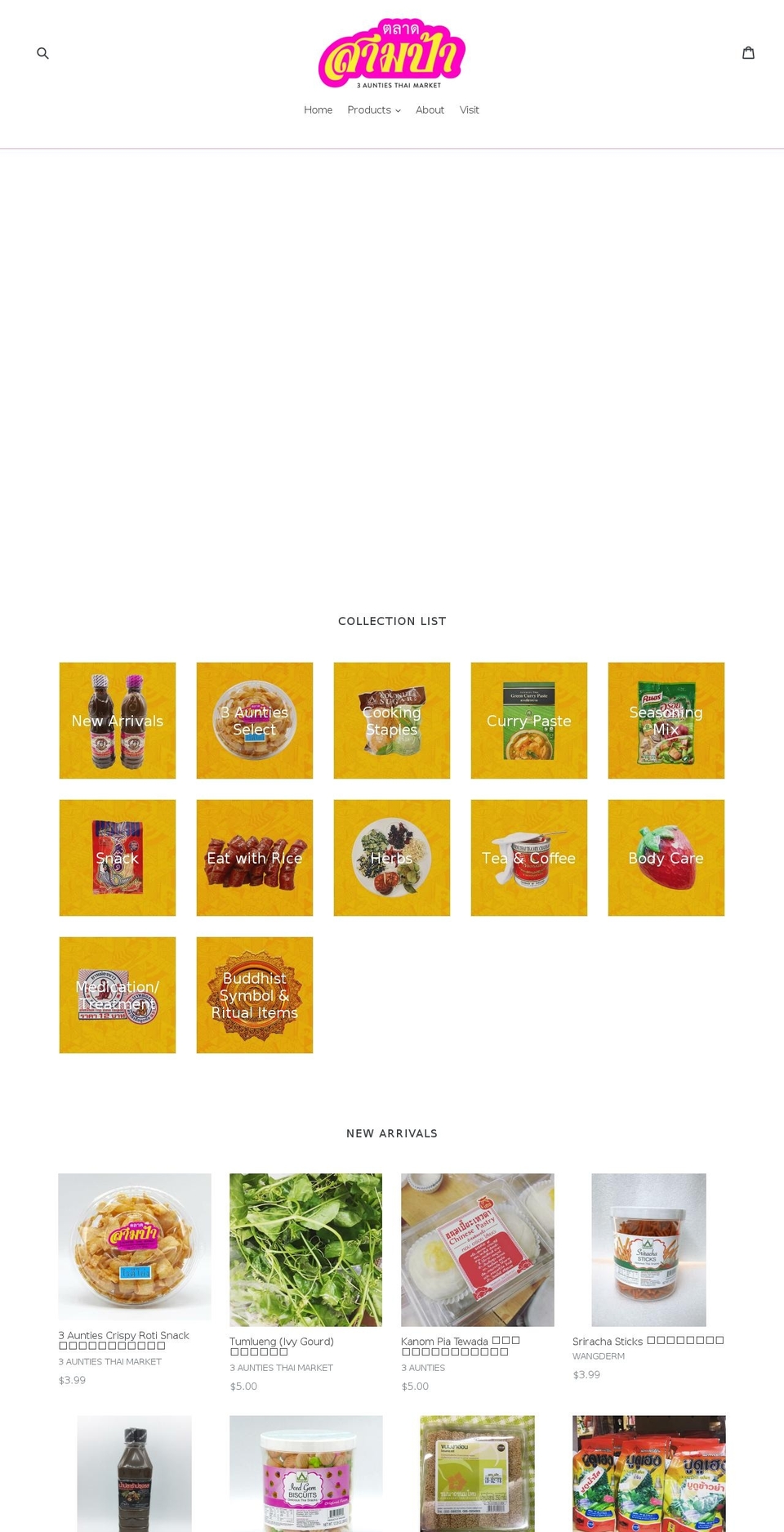 3auntiesthaimarket.com shopify website screenshot