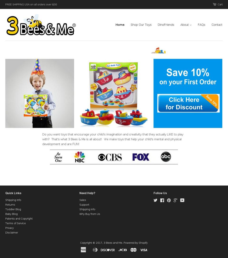 3beesandme.com shopify website screenshot