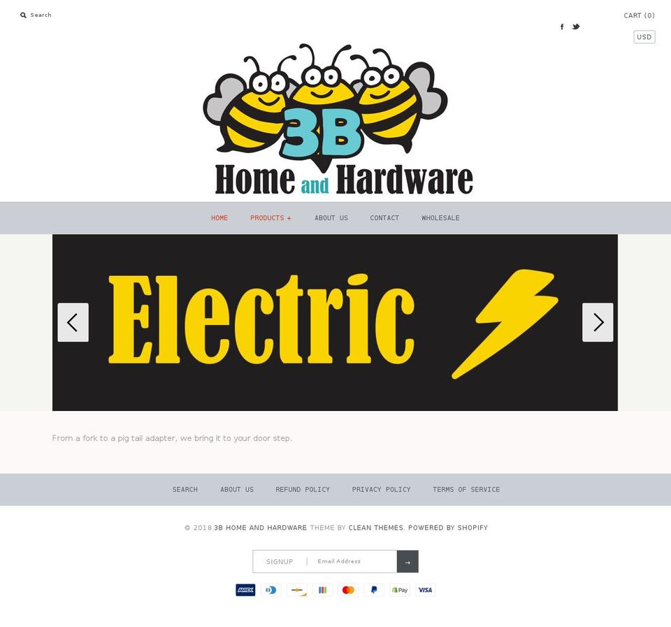 3bhomeandhardware.com — Shopify storefront screenshot