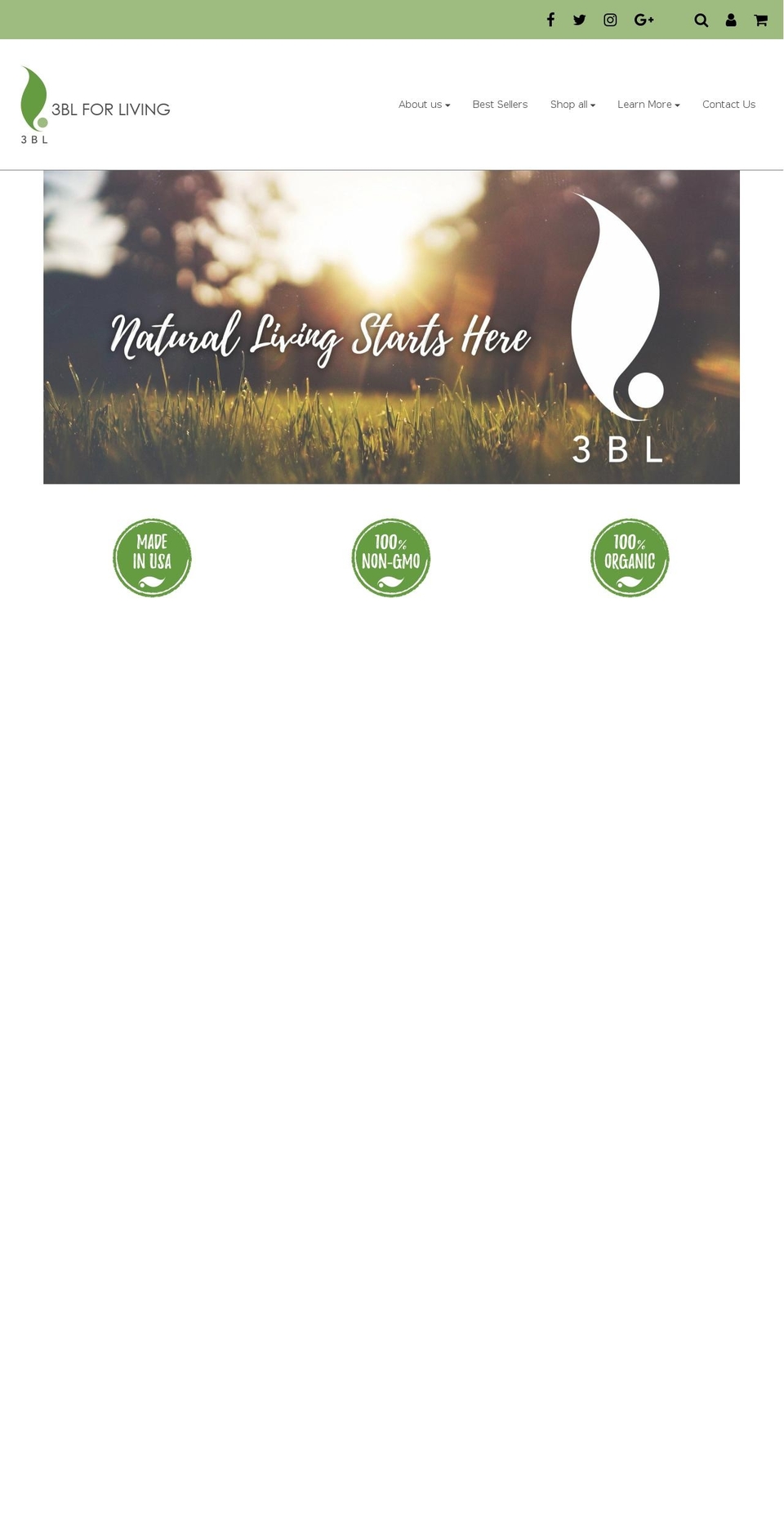 3blforliving.com — Shopify storefront screenshot