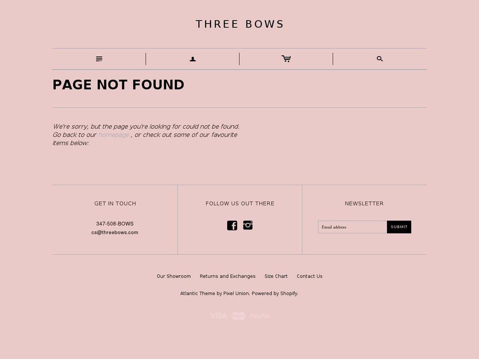 3bows.com shopify website screenshot