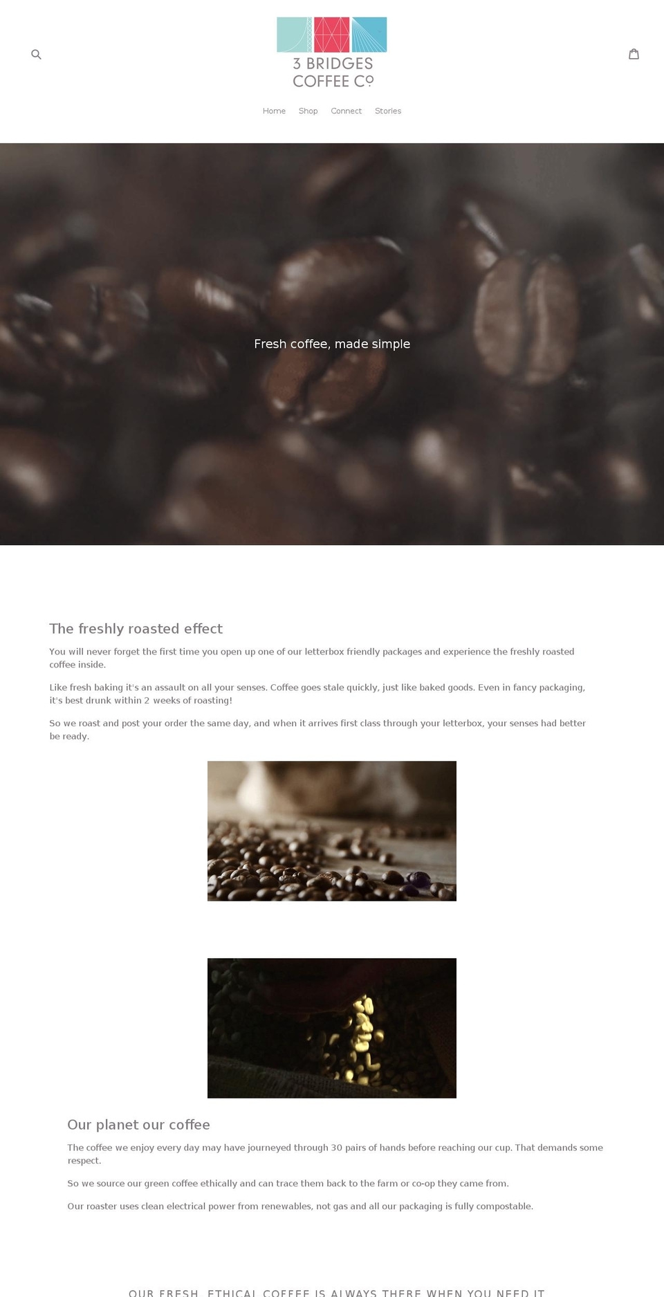 3bridges.coffee shopify website screenshot