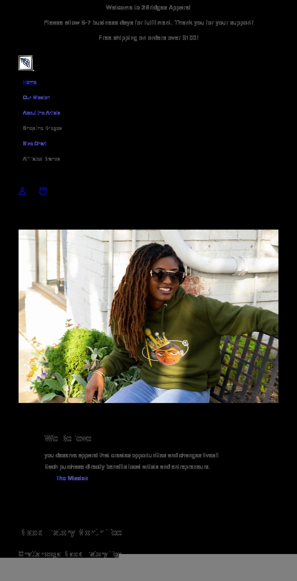 3bridgesapparel.com shopify website screenshot