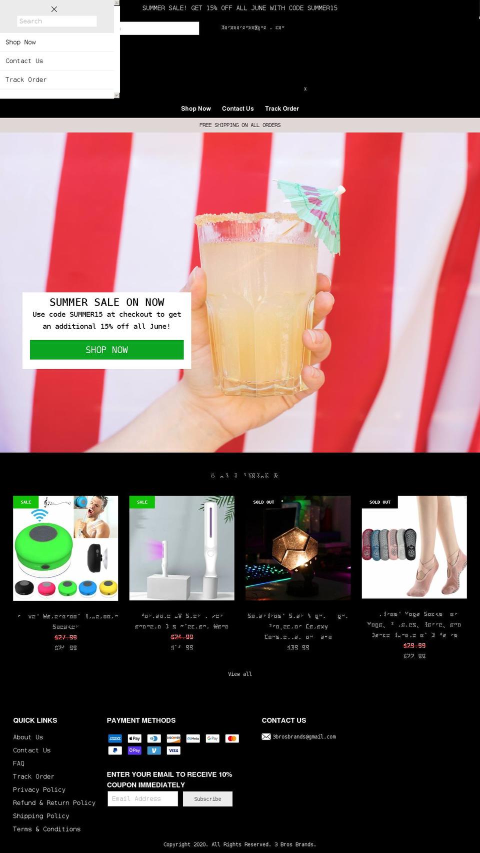 Theme X V Shopify theme site example 3brosbrands.com