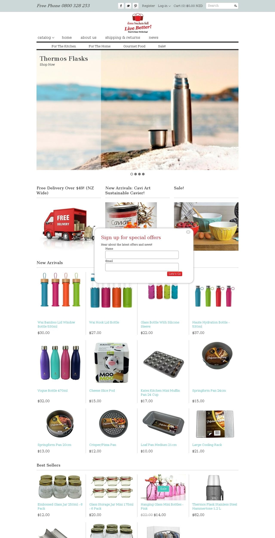 Clean Shopify theme site example 3bucketsfull.com
