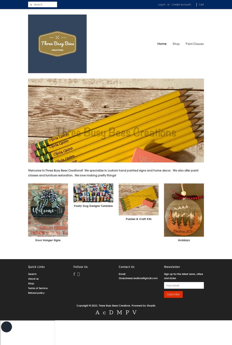 3busybeescreations.com shopify website screenshot