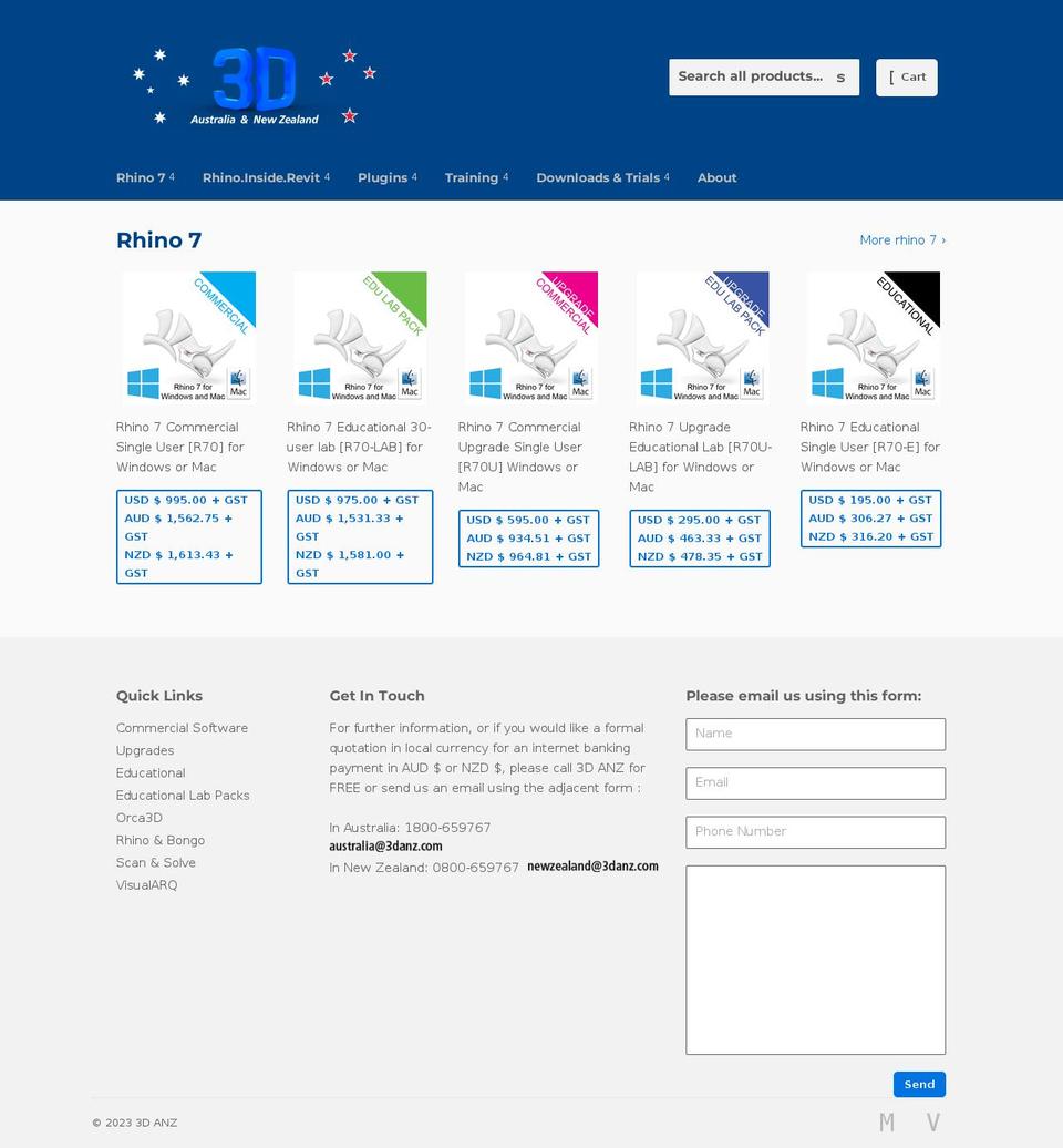 3d-anz.com — Shopify storefront screenshot
