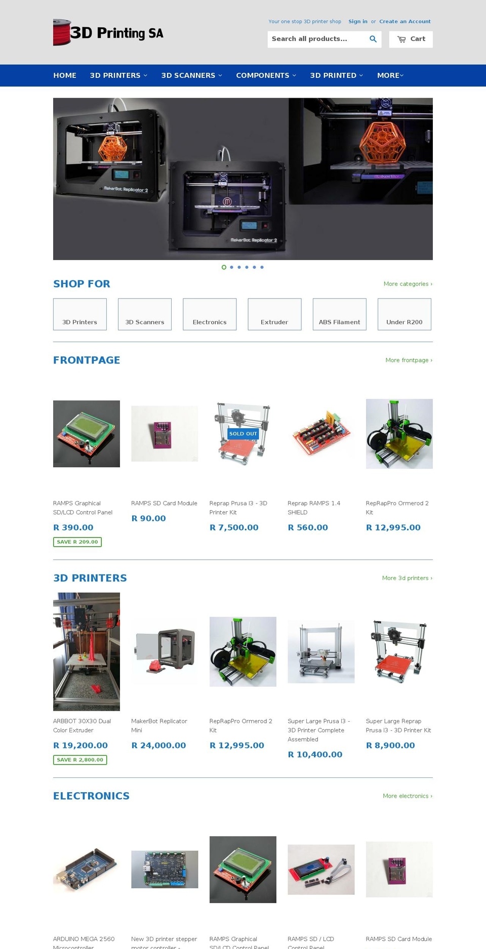 3d-printing-sa.co.za shopify website screenshot