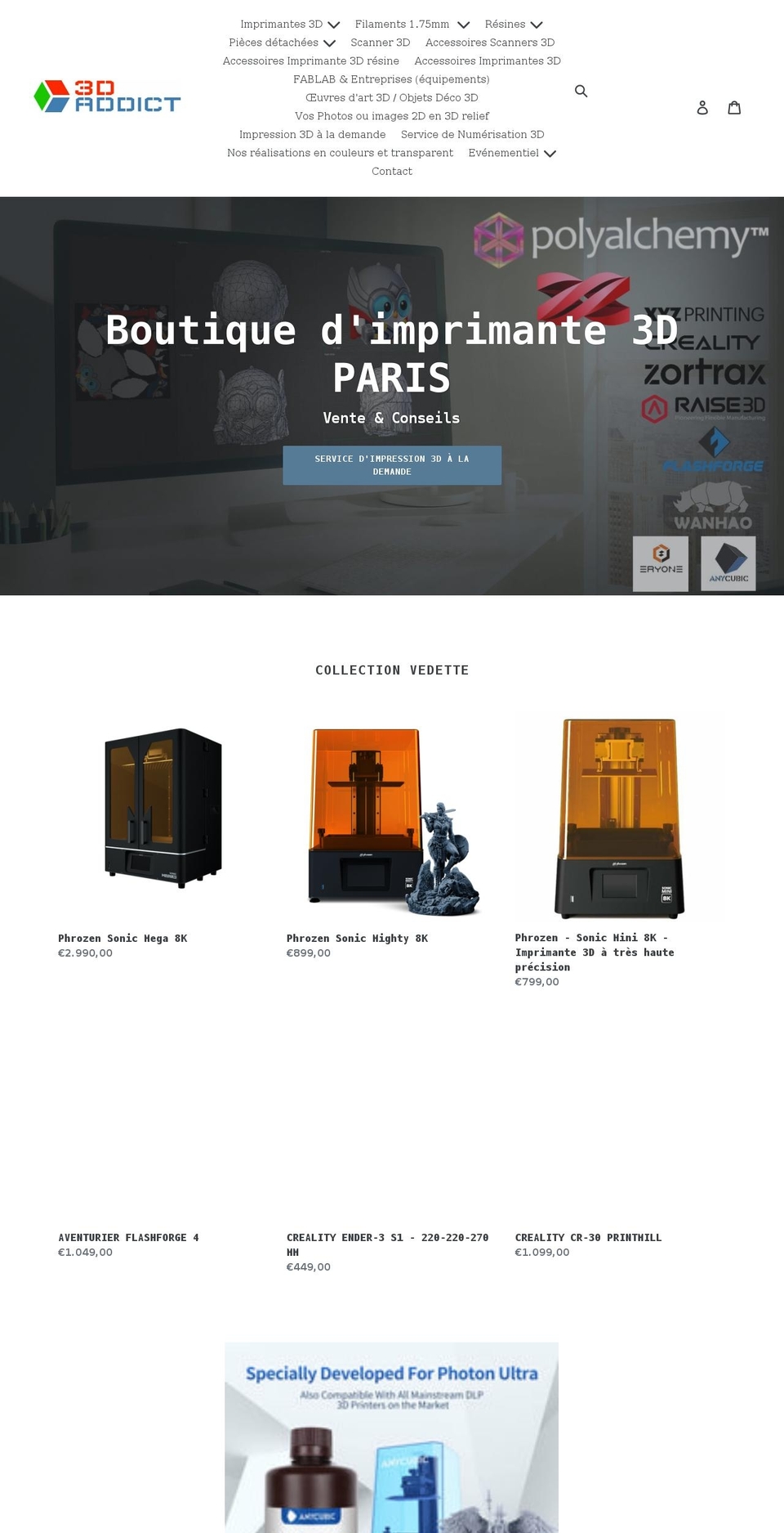 3daddict.fr shopify website screenshot