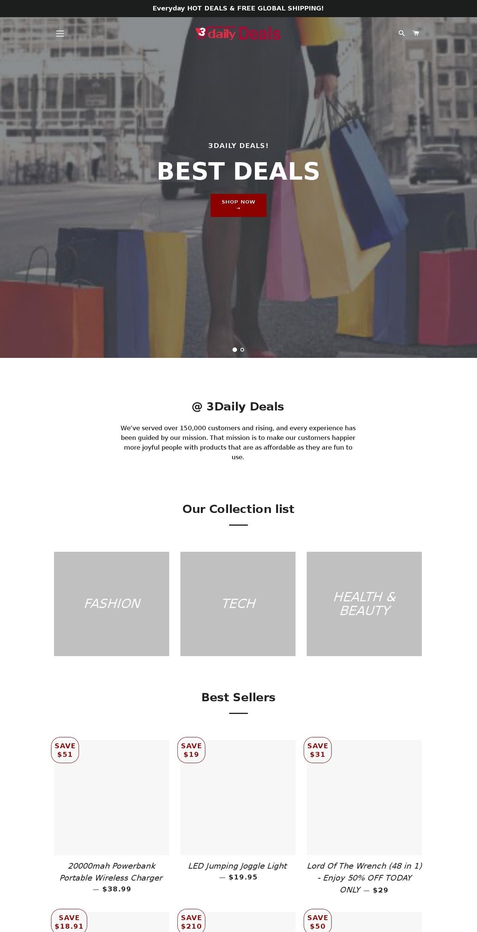 3dailydeals.com — Shopify storefront screenshot