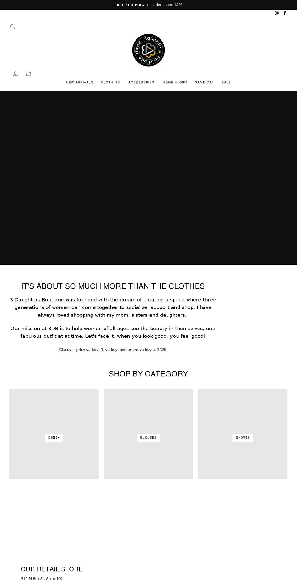 3daughtersboutique.com shopify website screenshot