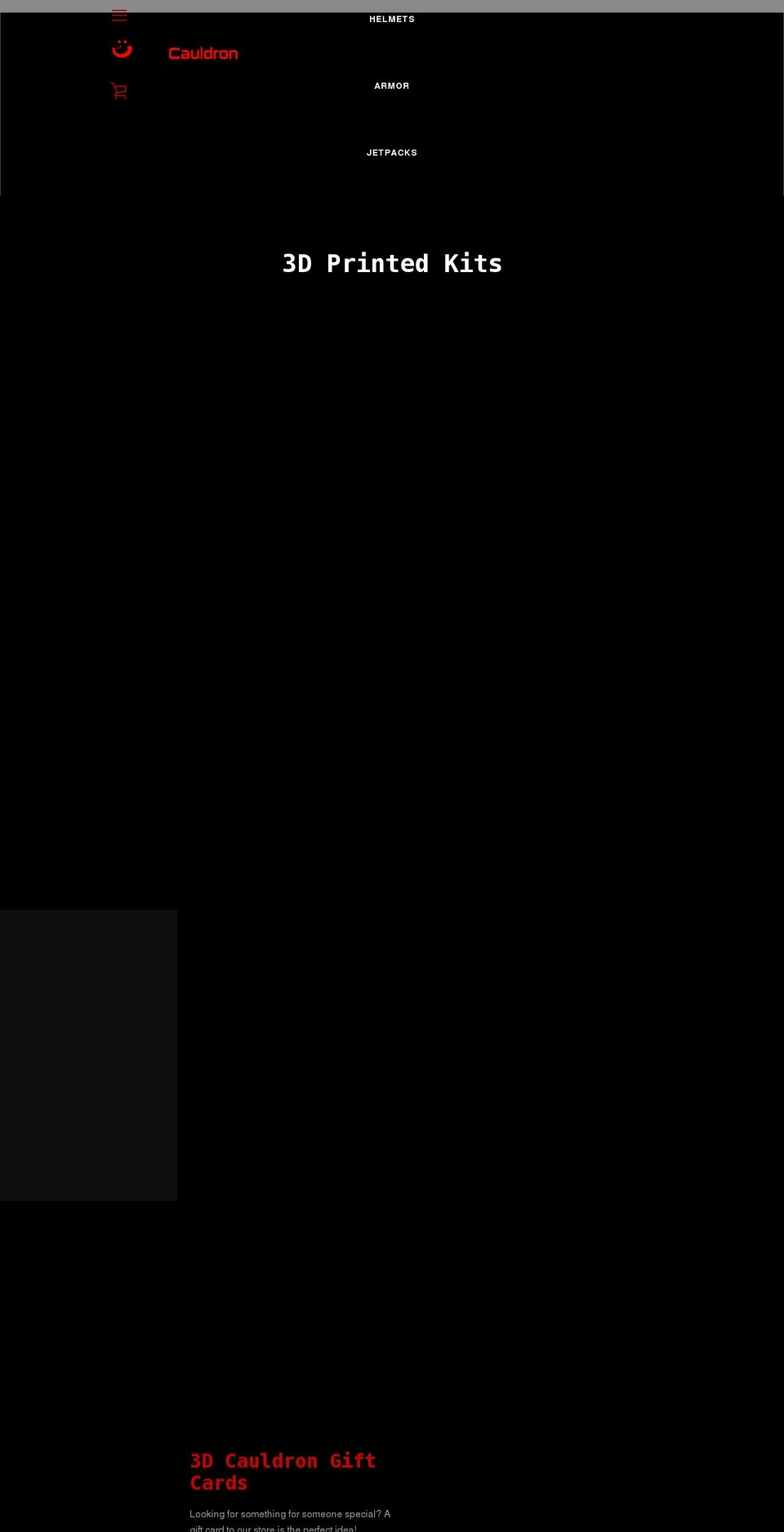 3dcauldron.com shopify website screenshot