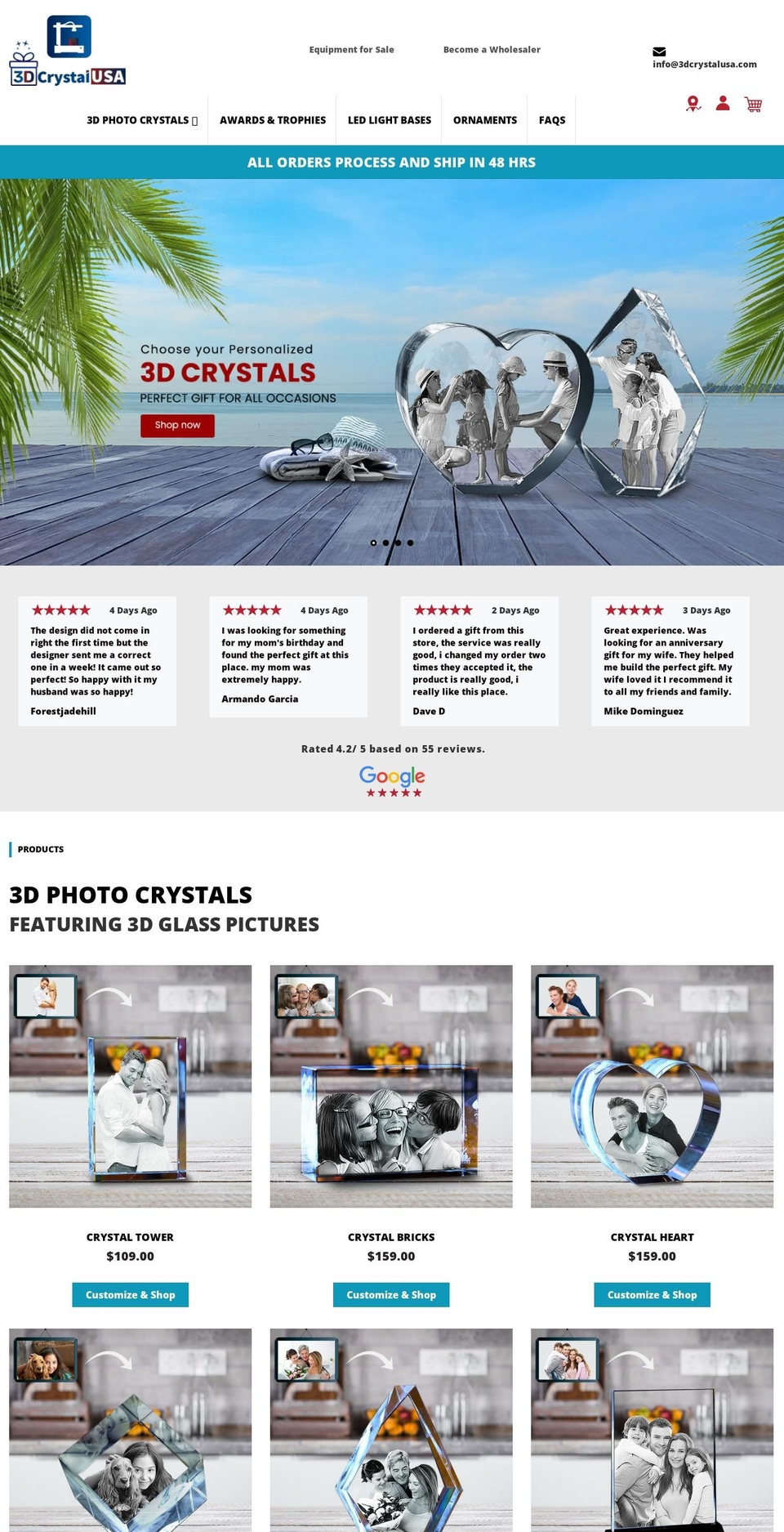 3dcrystalusa.com shopify website screenshot