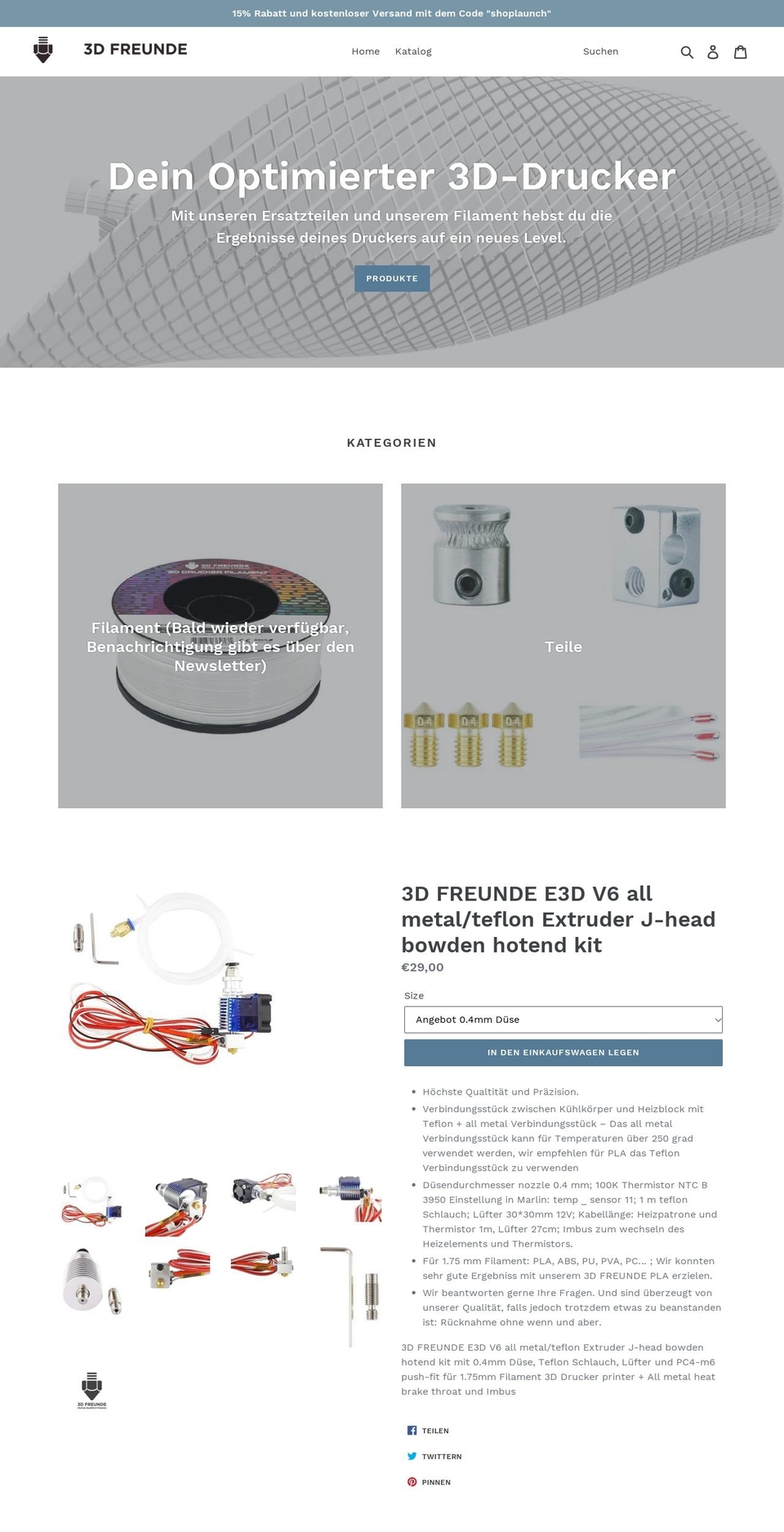 3dfreunde.com shopify website screenshot