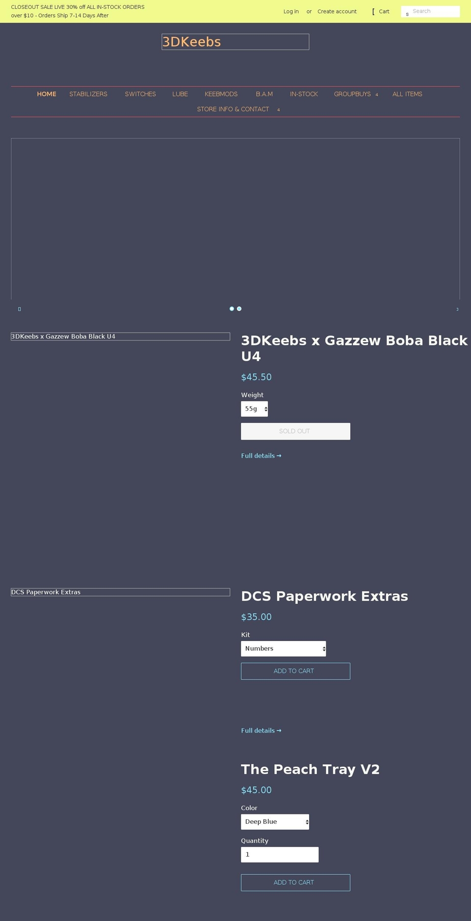 3dkeebs.com shopify website screenshot