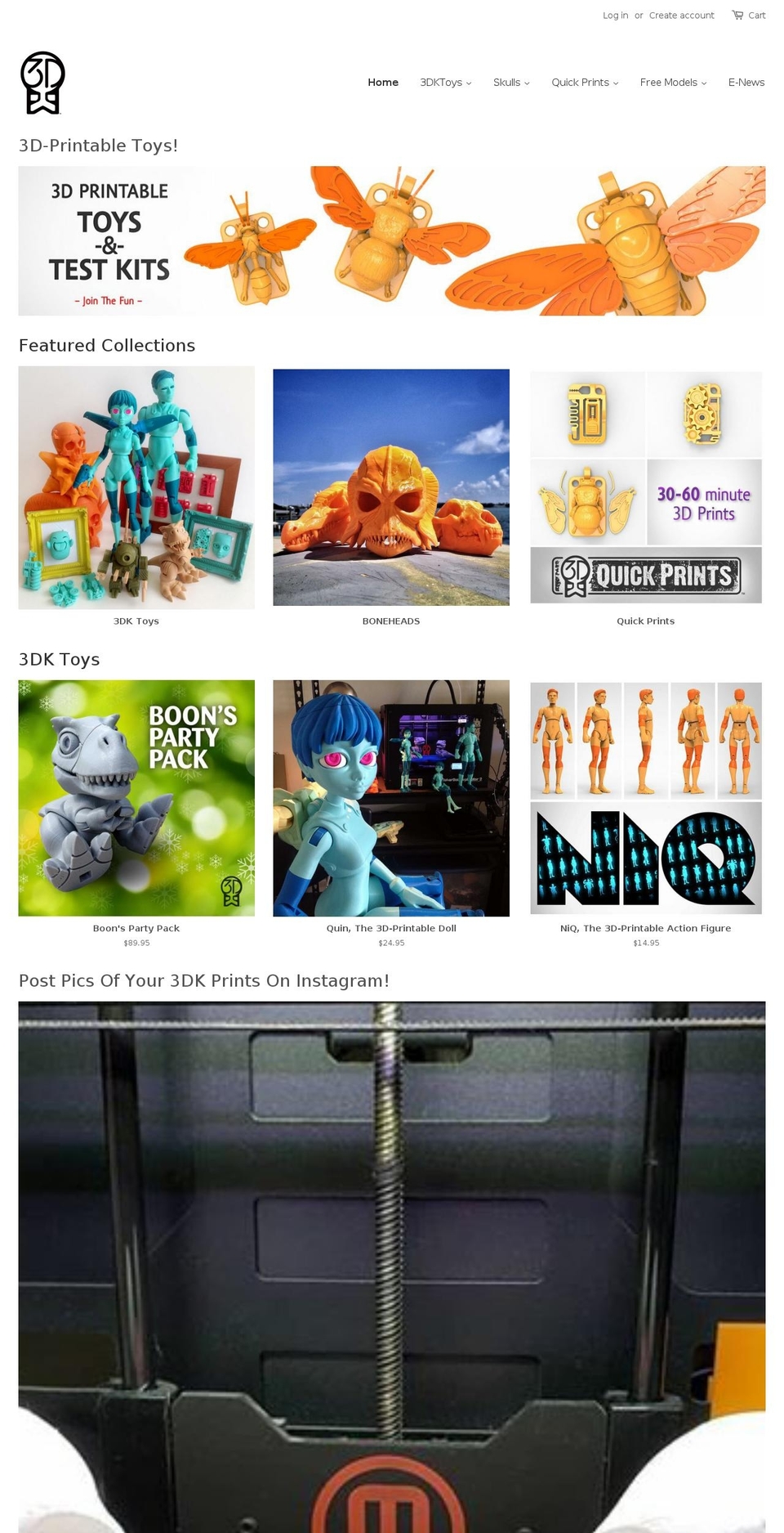 3dktoys.com — Shopify storefront screenshot