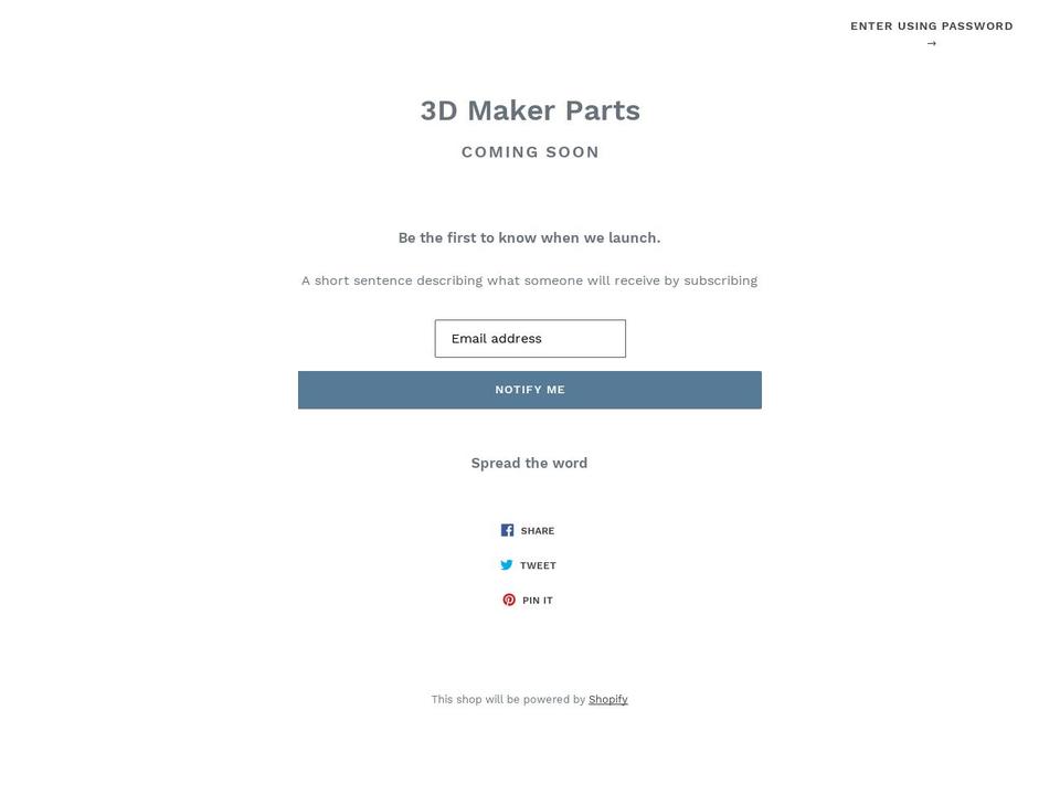 3dmakerparts.com shopify website screenshot