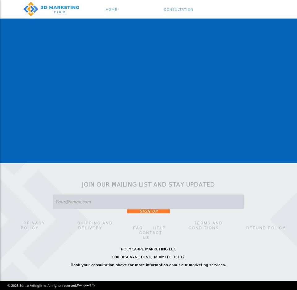 3dmarketingfirm.com shopify website screenshot