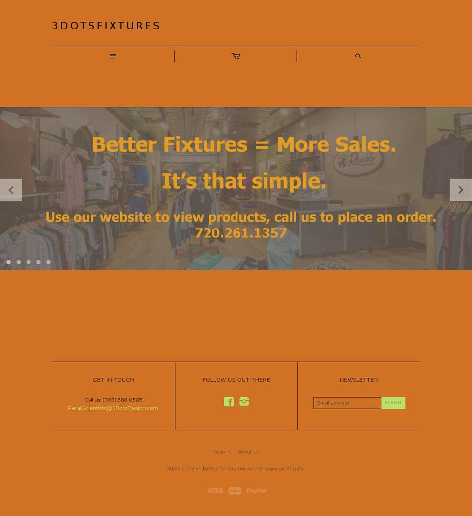 3dotsfixtures.com shopify website screenshot
