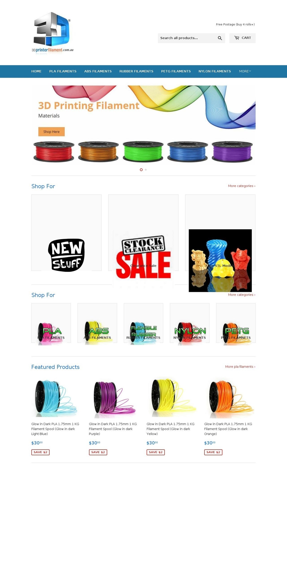 3dprinterfilament.com.au shopify website screenshot