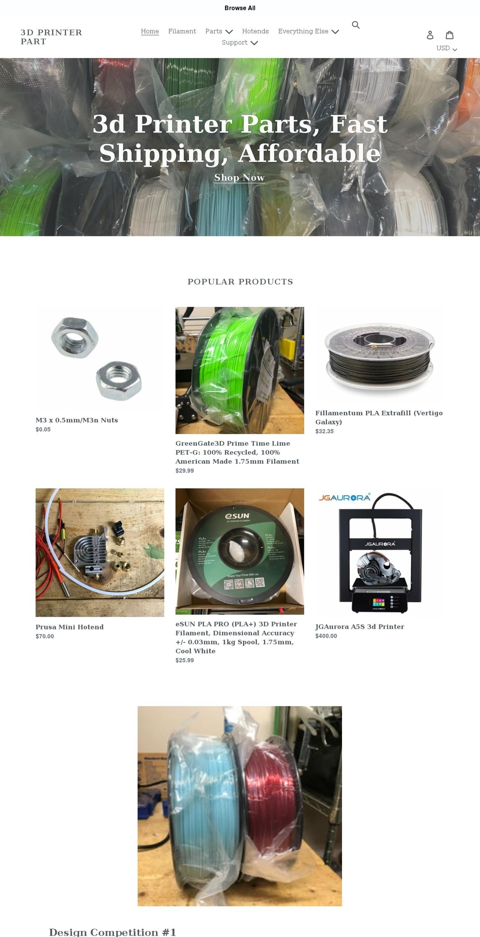 3dprinterpart.com shopify website screenshot