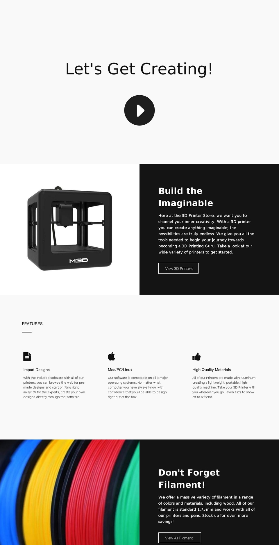 3dprinterstore.co shopify website screenshot