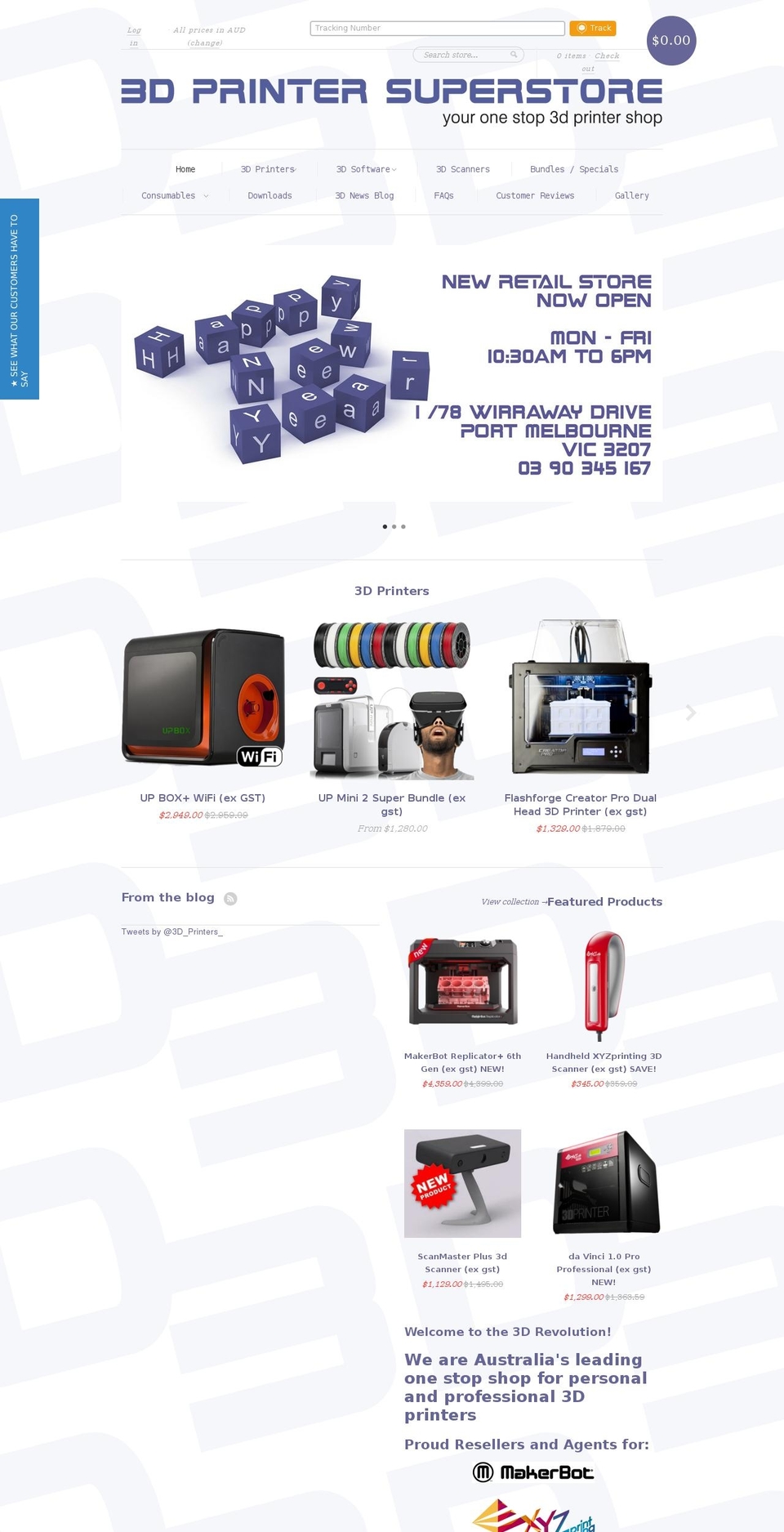 3dprintersuperstore.com shopify website screenshot