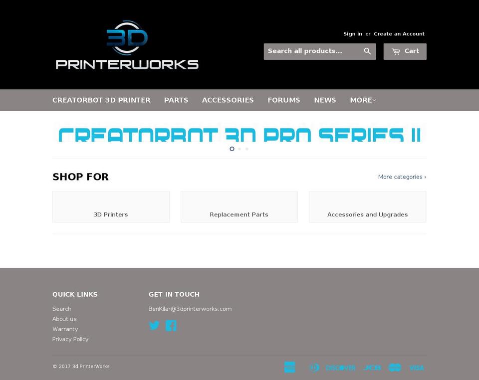 3dprinterworks.net shopify website screenshot