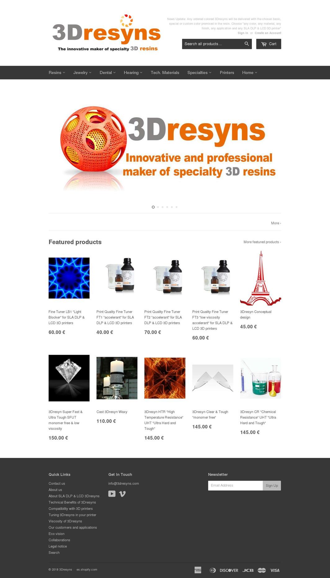 3dresins.online shopify website screenshot