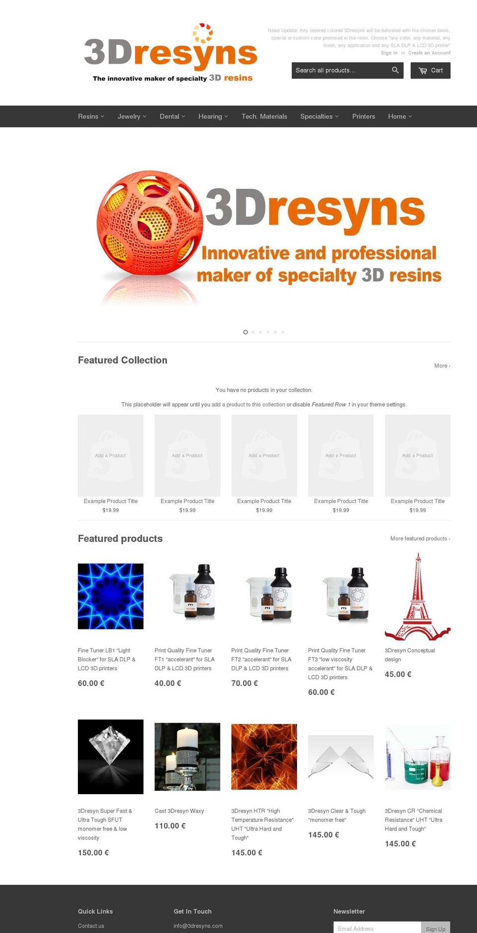 3dresyn.com — Shopify storefront screenshot
