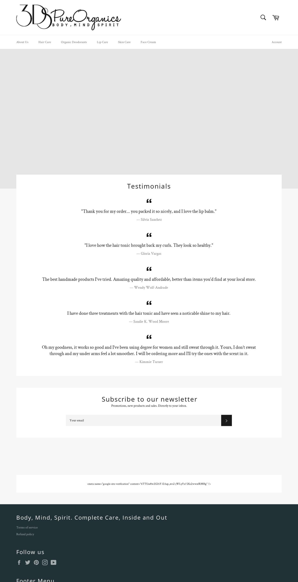 3dspureorganics.com shopify website screenshot