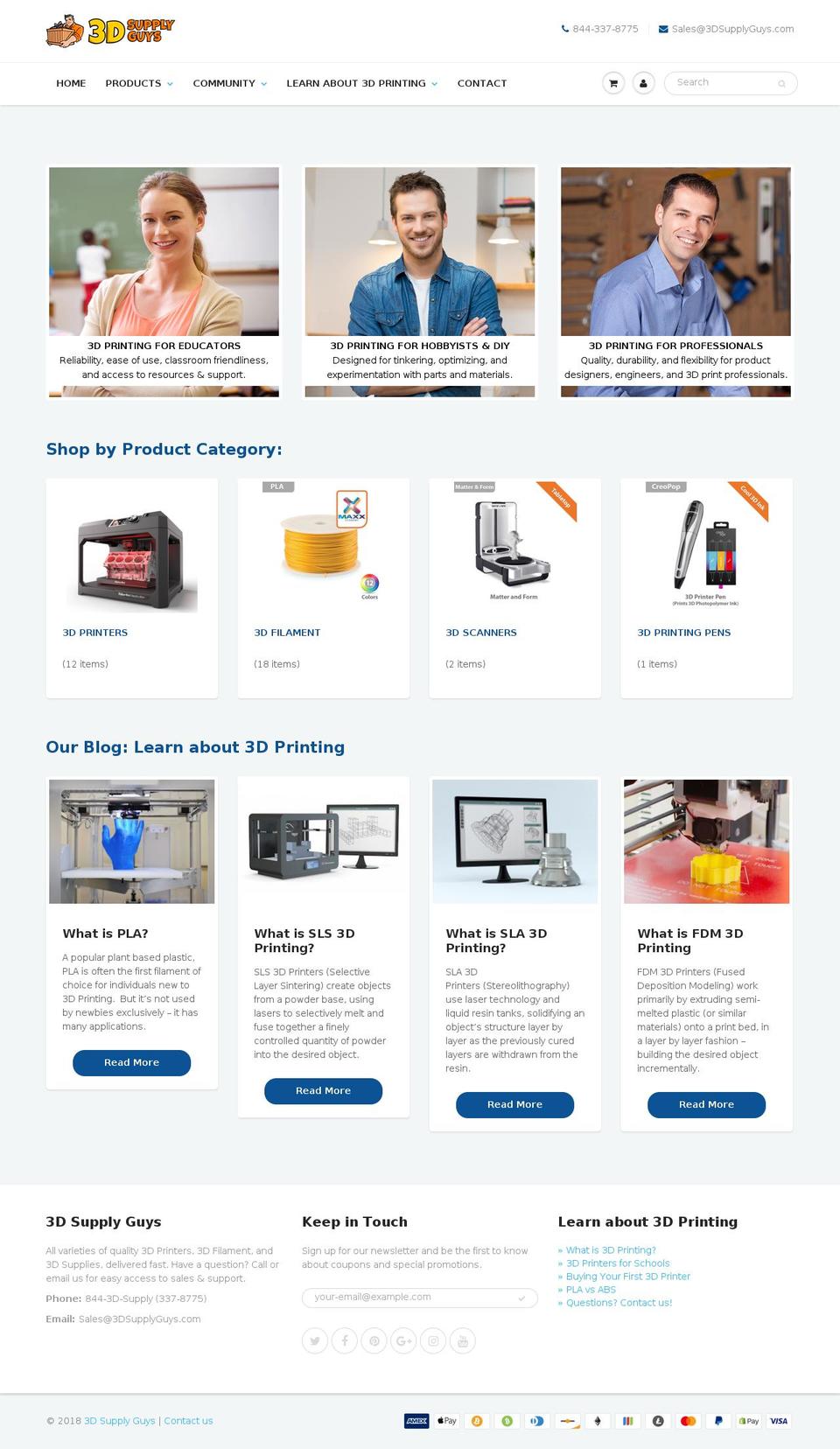 3dsupplyguys.com shopify website screenshot