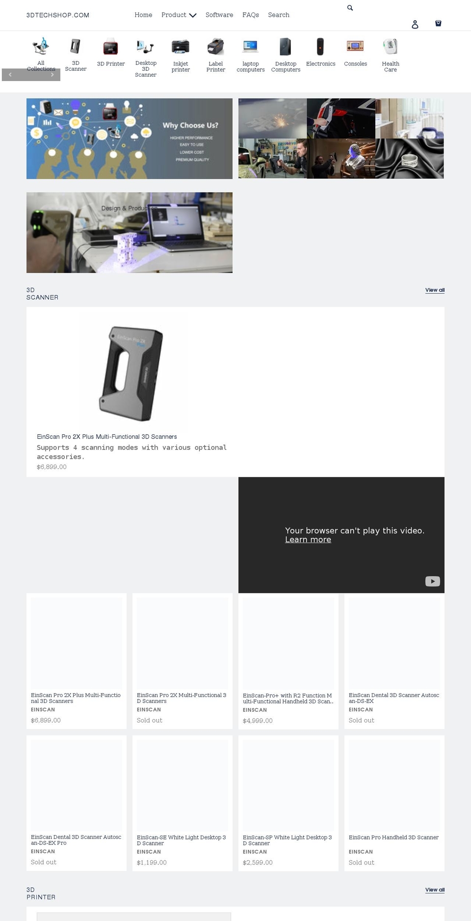 3dtechshop.com shopify website screenshot