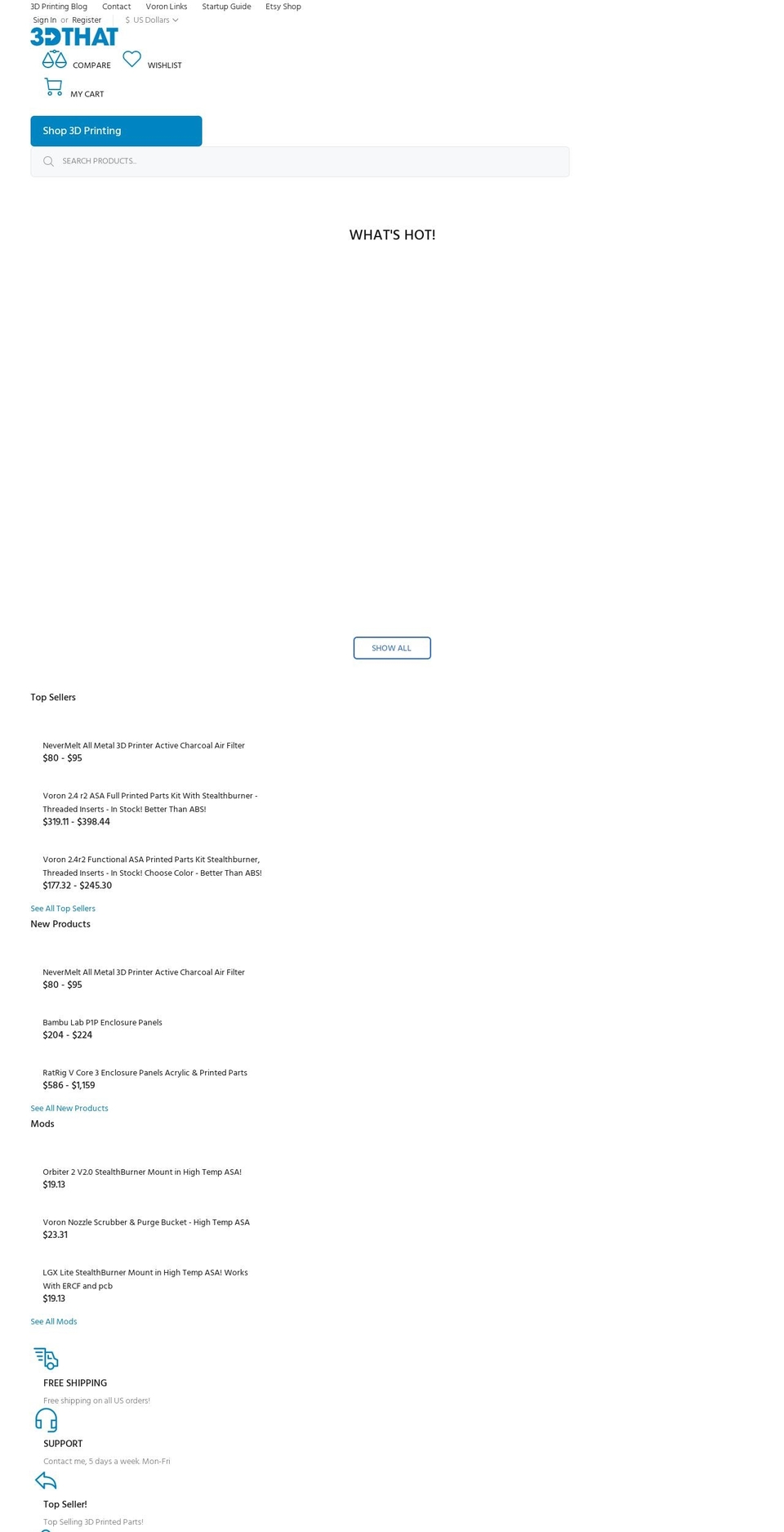 3dthat.com shopify website screenshot