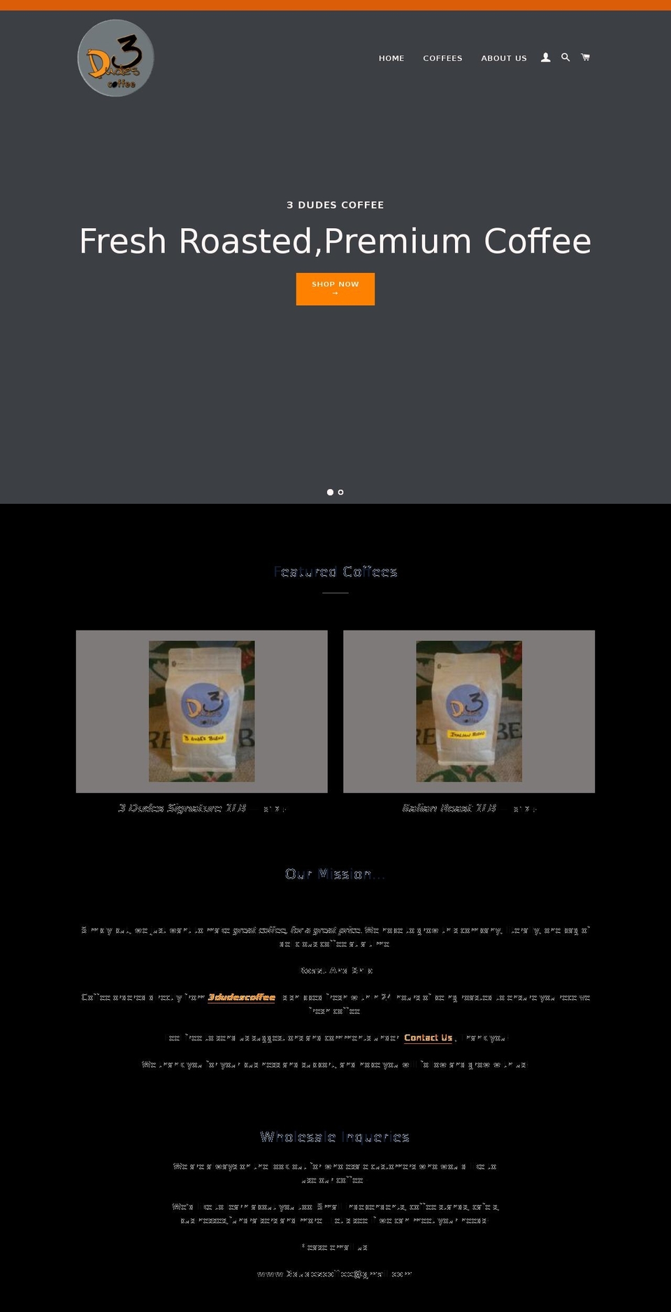3dudescoffee.com shopify website screenshot
